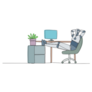 Single Robot In Chair Sticker