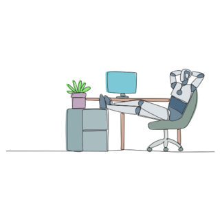 Single Robot In Chair Sticker