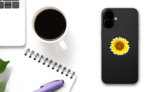 Single Sunflower Photo Sticker on a Phone (New) example