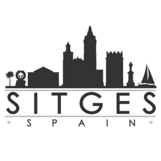 Sitges, Barcelona, Spain Skyline Silhouette Sticker
