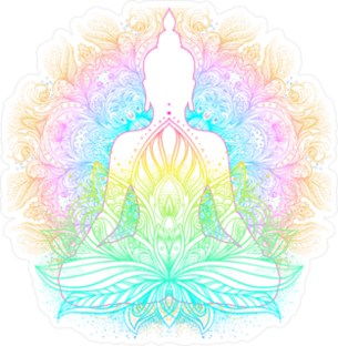 Sitting Buddha With Beautiful Detailed Lotus Flower Sticker