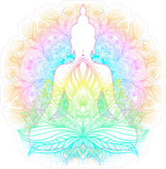 Sitting Buddha With Beautiful Detailed Lotus Flower Sticker