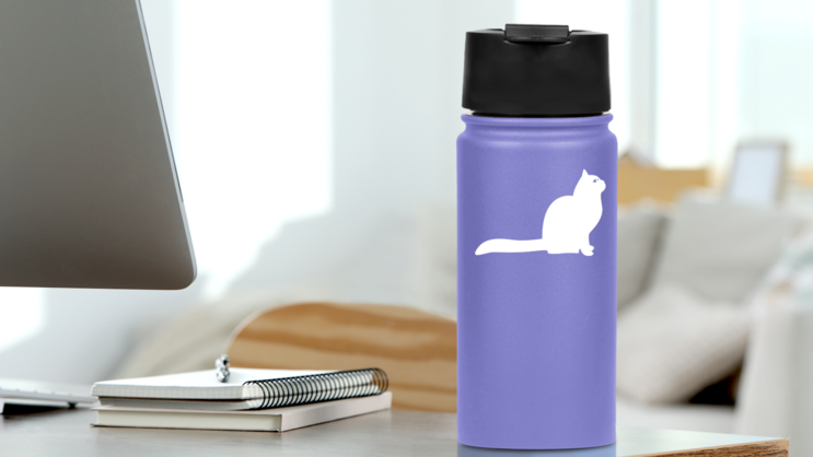 Sitting Cat Sticker on a Water Bottle (New) example