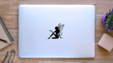 Sitting Fairy Silhouette Sticker on a Laptop (New) example