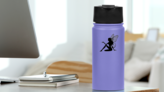 Sitting Fairy Silhouette Sticker on a Water Bottle (New) example