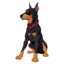 Sitting Guard Dog Doberman Sticker