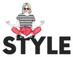 Sitting In A Stylish Inscription In A Yoga Pose Sticker