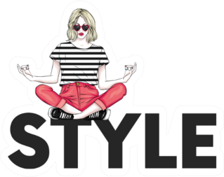 Sitting In A Stylish Inscription In A Yoga Pose Sticker