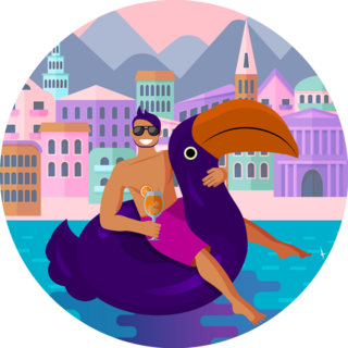 Sitting In Trendy Swimming Circle Sticker