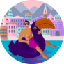 Sitting In Trendy Swimming Circle Sticker
