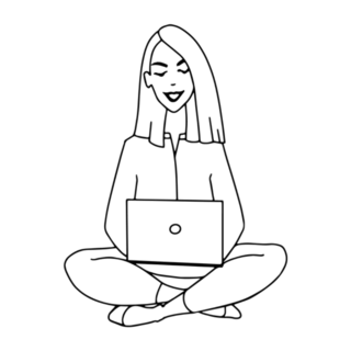 Sitting Woman Working At Home With Laptop Sticker