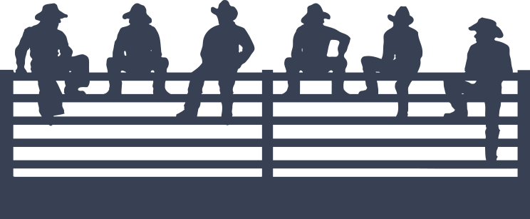 Six Cowboys On A Fence Sticker