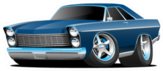 Sixties Blue Muscle Car Illustration Sticker