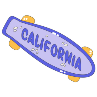 Skateboard Icon California 2000 Theme Sticker