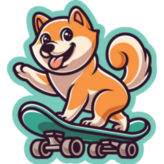 Skateboard Shiba Inu Sticker