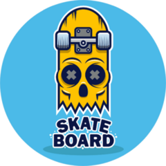 Skateboard Skull Design Sticker