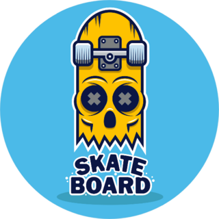 Skateboard Skull Design Sticker
