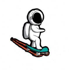 Skateboarding Astronaut Sticker