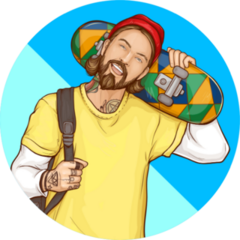 Skater Boy Hipster Holding Skateboard Sticker