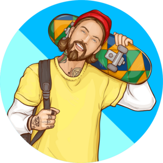 Skater Boy Hipster Holding Skateboard Sticker