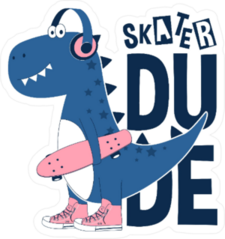 Skater Dinosaur Sticker