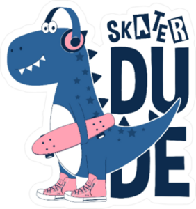 Skater Dinosaur Sticker