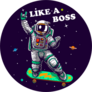 Skating In Space Like A Boss Sticker