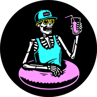 Skeleton Chilling With Cocktail And Swim Ring Sticker