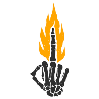 Skeleton Hand Flame Middle Finger Sticker