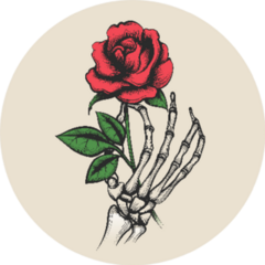 Skeleton Hand With Rose In Tattoo Style Sticker