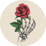 Skeleton Hand With Rose In Tattoo Style Sticker
