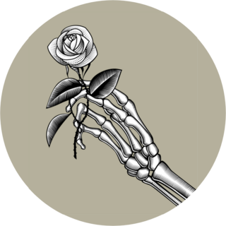 Skeleton Holding A White Rose Sticker