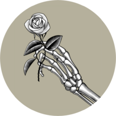 Skeleton Holding A White Rose Sticker
