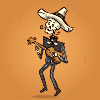 Skeleton Mariachi Sticker