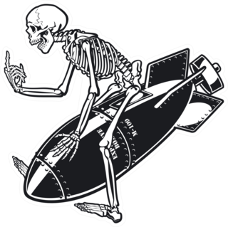Skeleton Riding On Air Bomb Sticker