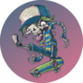 Skeleton Skateboarder Cartoon Sticker