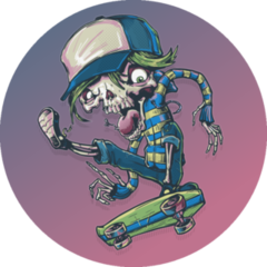 Skeleton Skateboarder Cartoon Sticker