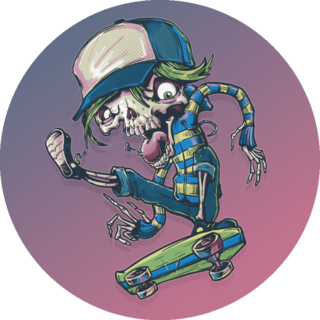 Skeleton Skateboarder Cartoon Sticker