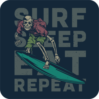 Skeleton Surfing Sticker