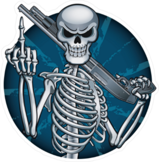 Skeleton with Shotgun Sticker