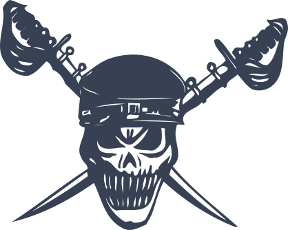 Skeleton With Swords In Skull Sticker