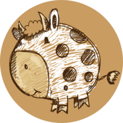 Sketch Doodle Cow Animal Sticker