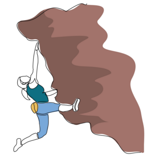 Sketch Drawing Woman Climbing A Cliff Sticker