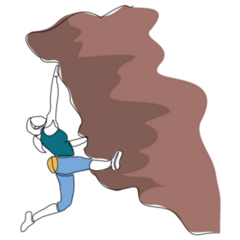 Sketch Drawing Woman Climbing A Cliff Sticker