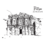 Sketch Illustration Ancient Remains Of Petra Jordan Sticker