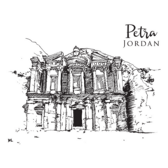 Sketch Illustration Ancient Remains Of Petra Jordan Sticker