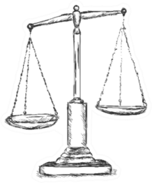 Sketch Illustration - Antique Scales Legal Sticker