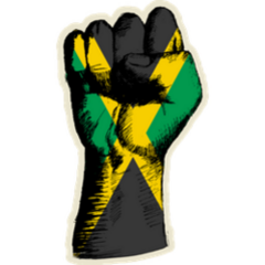 Sketch Illustration Of A Fist With Jamaica Flag Sticker