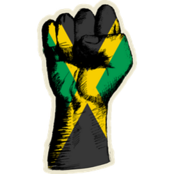 Sketch Illustration Of A Fist With Jamaica Flag Sticker