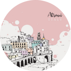 Sketch Illustration Of Atrani Village In South-Western Italy Sticker